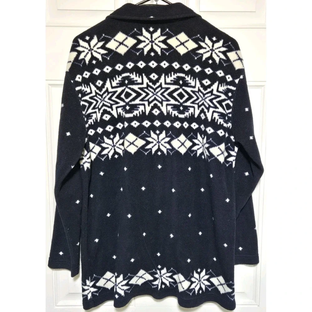 Vtg Ralph Lauren 1/4‎ Zip Womens Size Medium Blue Snowflakes Holiday Pullover